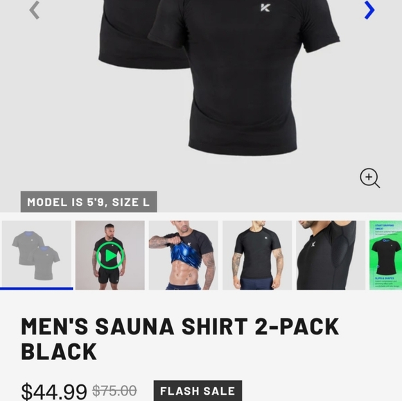 Kewlioo Men's Sauna Shirt 2-pack Black 2XL Brand New - Picture 5 of 5